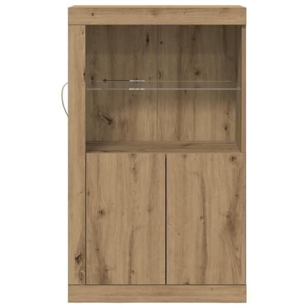 Buffé - Massivt ek - 60,5x37x100 cm - Glashyllor - Matt finish