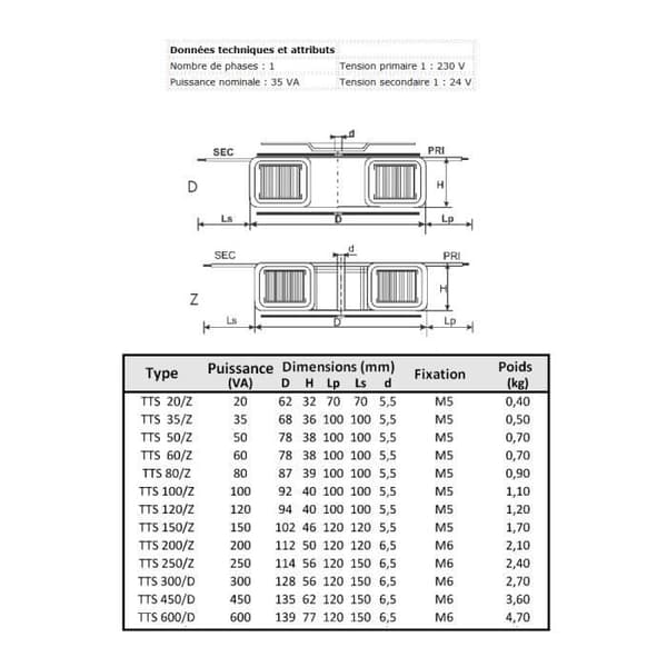 Toroidal transformator - TTS 35/Z - 35 VA - Inomhus - Metall