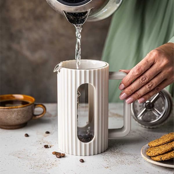 Cafetera de émbolo - KLAUSBERG - KB-7748 - 600ml - Acero inoxidable - Blanco