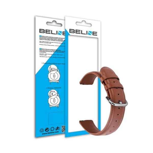Armbandsur - BELINE - Elegans - Naturläder - Brun - 22 mm