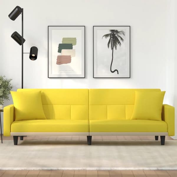 vidaXL Sängsoffa med kuddar ljusgul tyg 351879