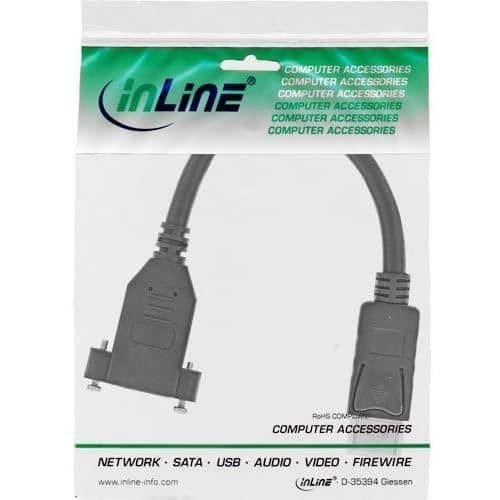 InLine 17100i DisplayPort hane till hona adapterkabel för 0 montering 2 m svart