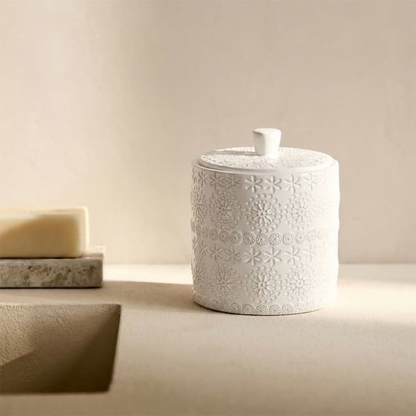 Kompakt förvaring för bomull Porcelain RELIEF Vit Spirella