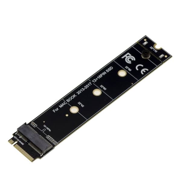 SSD-adapter MacBook - KALEA-INFORMATIQUE - 12+16 stift till M.2 M Key - MacBook 2013+ - Platt - 2 års garanti