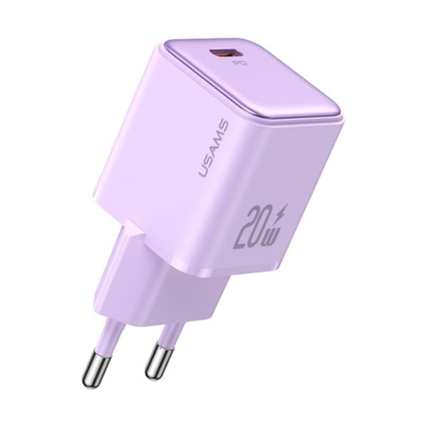 Väggladdare - USAMS - US-CC183 - USB-C PD20W - 3A - Lila