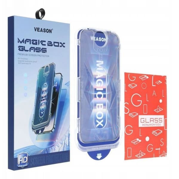 Härdat glas - VMAX - iPhone 15 Pro - 6D Pro - Lätt att installera - Applicator - Svart