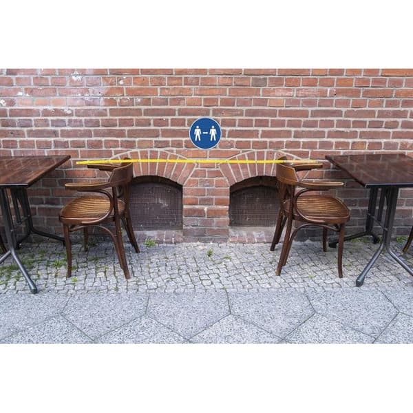 Klistret skylt - Håll avstånd - Rund - 20cm - Blå/vit - PVC - Skyltning