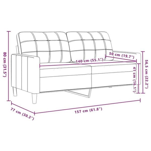 vidaXL Soffa 2-sits Rosa 140 cm Sammet 4007627