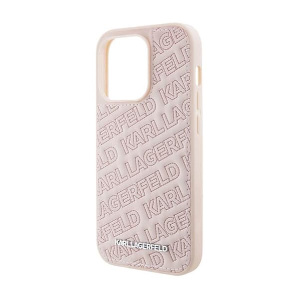 Telefonkåpa - KARL LAGERFELD - iPhone 15 Pro Max - Vadderad - K-mönster - Rosa