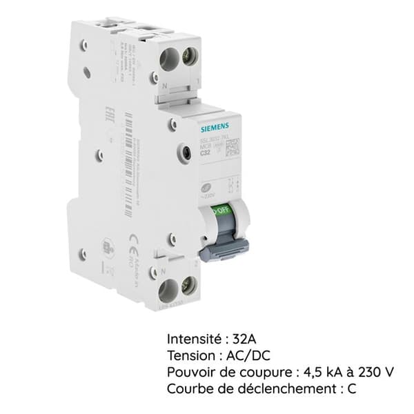 Brytare 32A Ph+N kurva C 4.5kA 230V