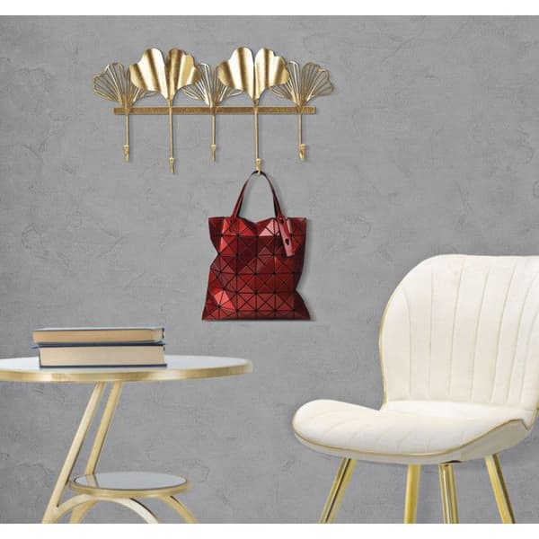 Väggkrok Design 5 Krok "Löv" 49cm Guld