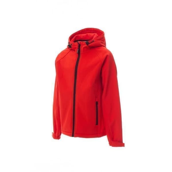 Barnjacka - PAYPER - Gale - röd - Soft shell 320 g/m² - profilerad huva