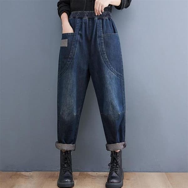 Jeans Dam - KJEHOME - Harem - Hög midja - Svart - Stretchig bomull