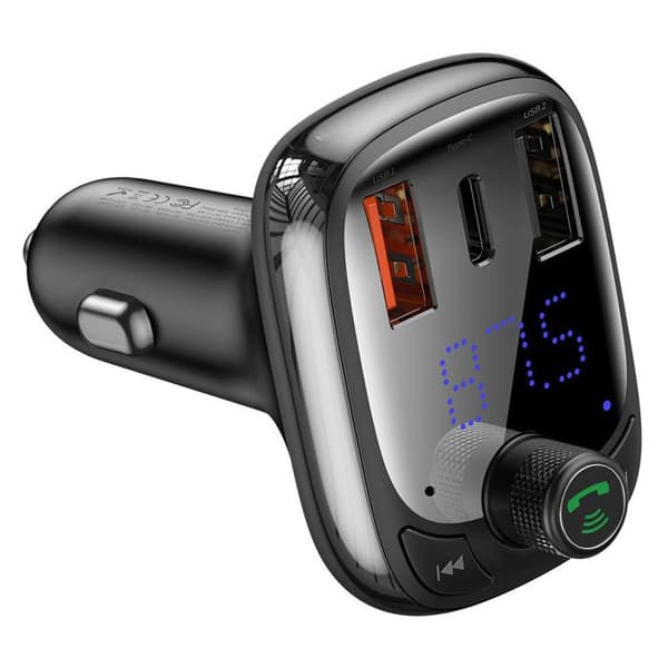FM-modulator - Baseus - S-13 - 2x USB - Typ-C - Bluetooth - LED-skärm