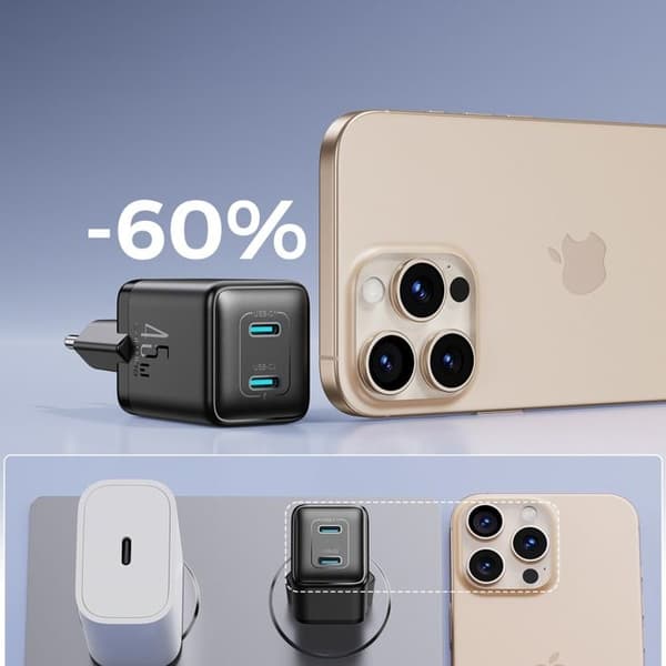 USB-C väggladdare EU 45 W - svarta