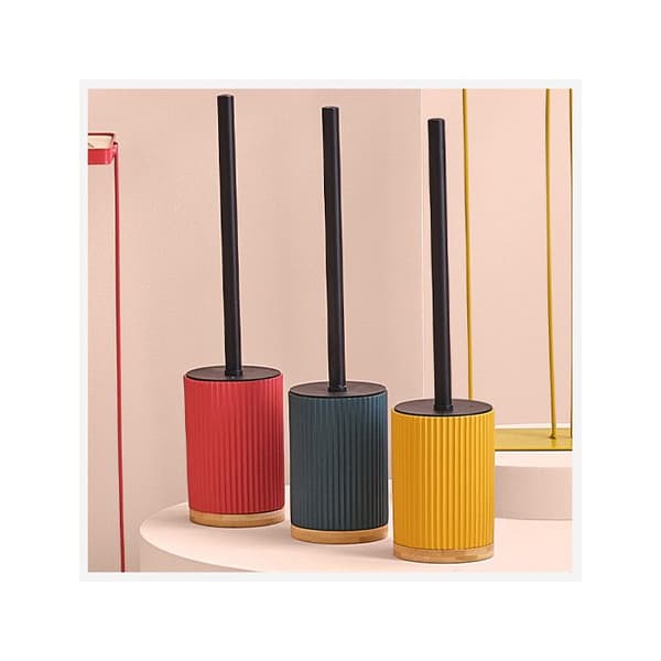 Toalettborste i polyresin och bambu - Svart - H 38 cm