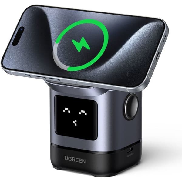Laddstation 2 i 1 - UGREEN - Robot - Qi2 - Svart