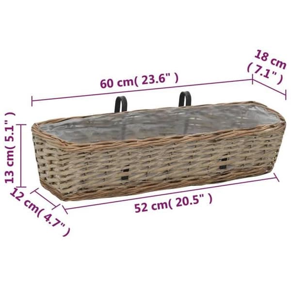 vidaXL Balkongkruka 2 st Wicker med PE Foder 60 cm
