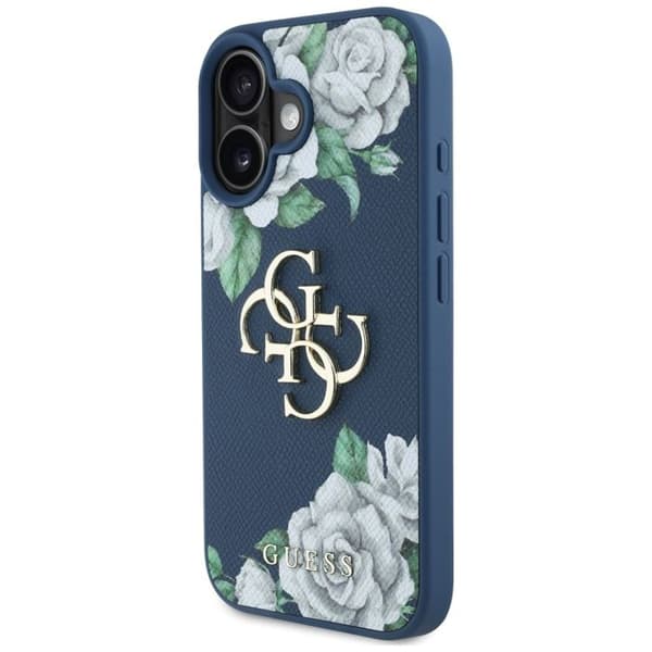 Coque Guess Hardcase 4G Grained Roses Big Logo för iPhone 16 - Blå