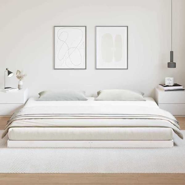 vidaXL Hög sängram Vit 200 x 220 cm Massivt trä