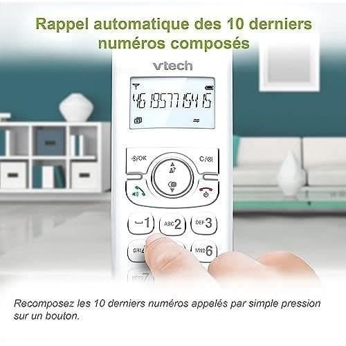 VTech CS1500 Dual Charge DECT trådlös telefon med samtalsblockering, nummerpresentation-samtal väntar, högtalartelefon