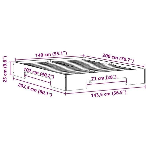 vidaXL Sängram Vit 140 x 200 cm 873029