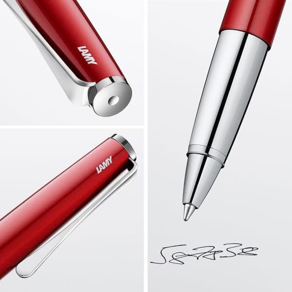 Lamy Studio Rollerpenna Pianoröd - Elegant Metall - Propellerklämma - Linjebredd M