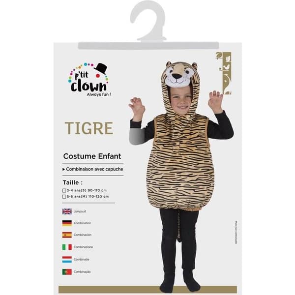 Barn tigerdräkt - PtitClown - Polyester - Brun och vit - Storlek 3 år