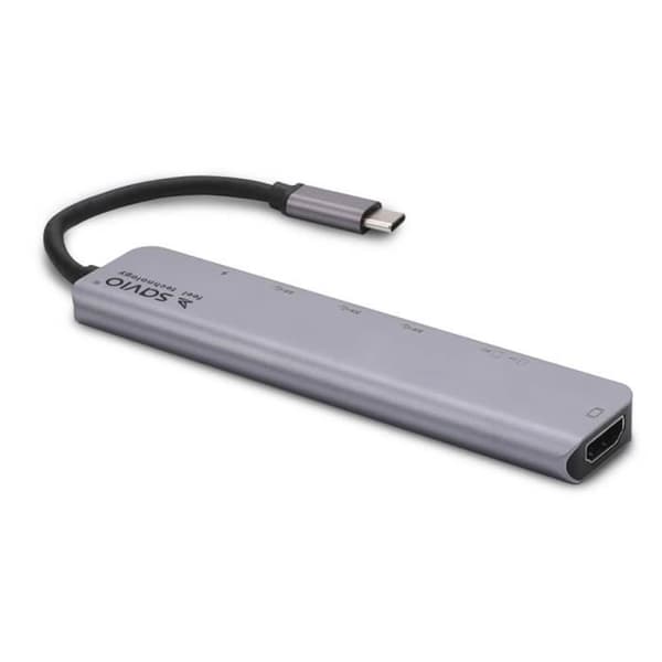 USB-hubb - SAVIO - AK-47 - USB 3.2 Gen 1 Typ-C - Aluminium - Kompatibel med MicroSD/SD