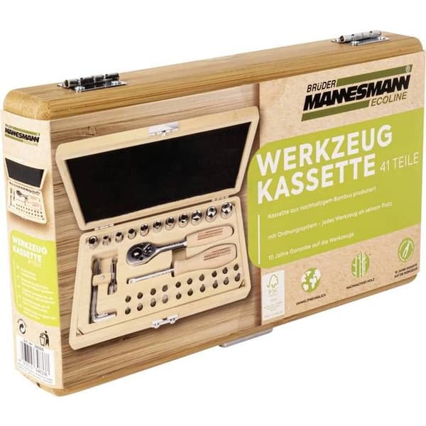 Brüder Mannesmann - Verktygsväska i bambu, utrustad med 41 delar | M29000