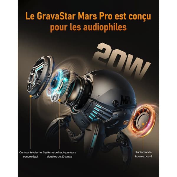 Bluetooth-högtalare GravaStar Mars Pro Gul Frostad Stereo Trådlös