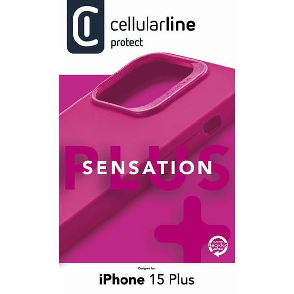 Telefonfodral - Cellularline - Sensation Plus - iPhone 15 Plus - Rosa - SKYDDSMICROBAN