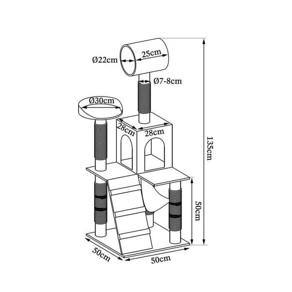 Kattträd - DIBEA - KB00353 - Ljusgrå - 133 cm - 1 Håla, 1 Plattform