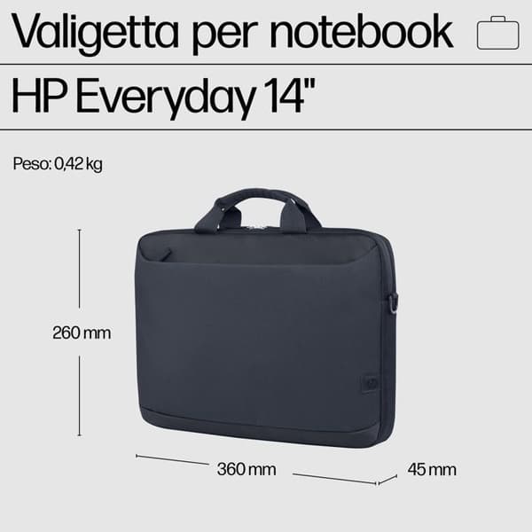 Bärväska för Laptop - HP - Everyday A08JSAA - 14.1 tum - Grå - Återvunnen polyester