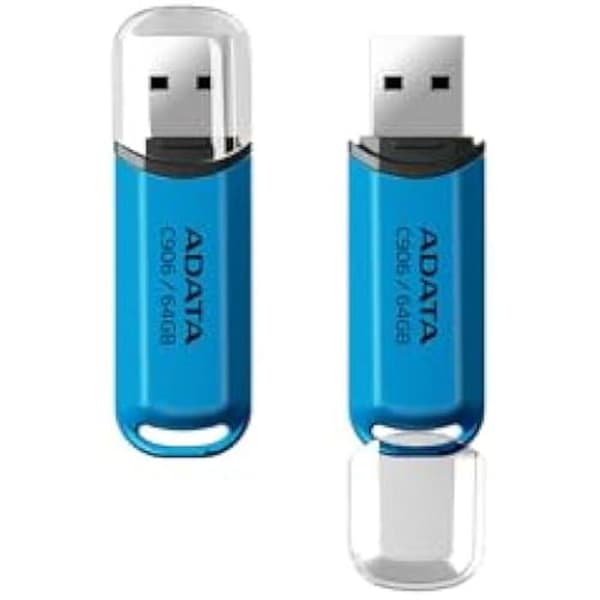 USB-minne - ADATA - C906 - 64 GB - USB 2.0 - Blå - Klicklock