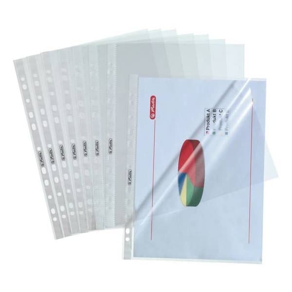 Pärm med hål - Herlitz - 10840098 - A4 - Transparent - 100 stycken