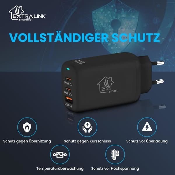 USB-laddare CA 65W GAN Extralink Smart Life