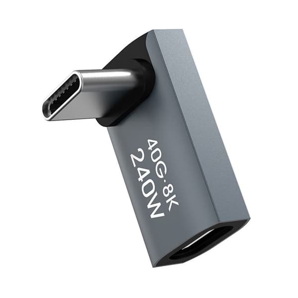 USB-C-adapter 40 Gbit/s 240 W 8K OTG vinklad - Grå