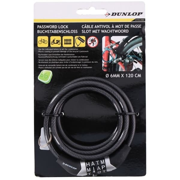 Dunlop - Cykellås med kombination (svart)