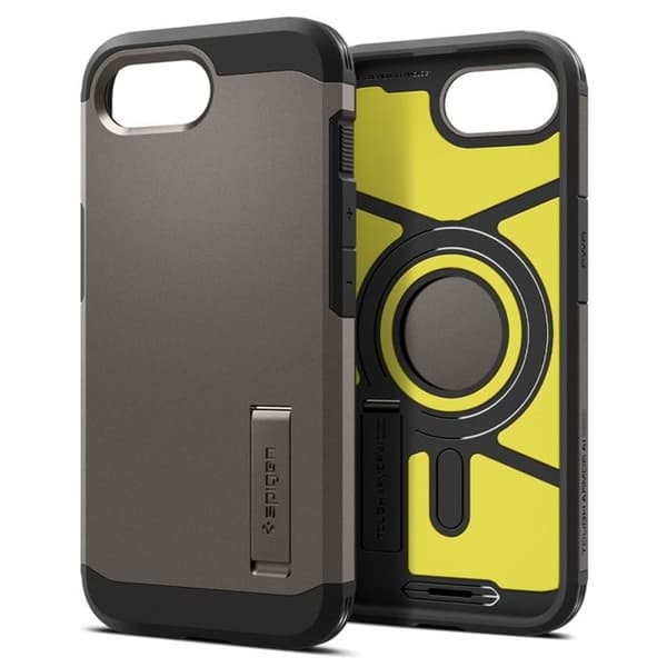 Telefonfodral - SPIGEN - iPhone 16e - Tough Armor MagSafe - Förstärkt skydd - Inbyggd stativ