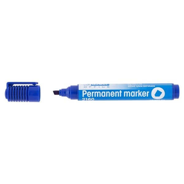 D.RECT 12-pack blå permanenta markörer - spets 1–5 mm, vattenfast oföränderlig bläck