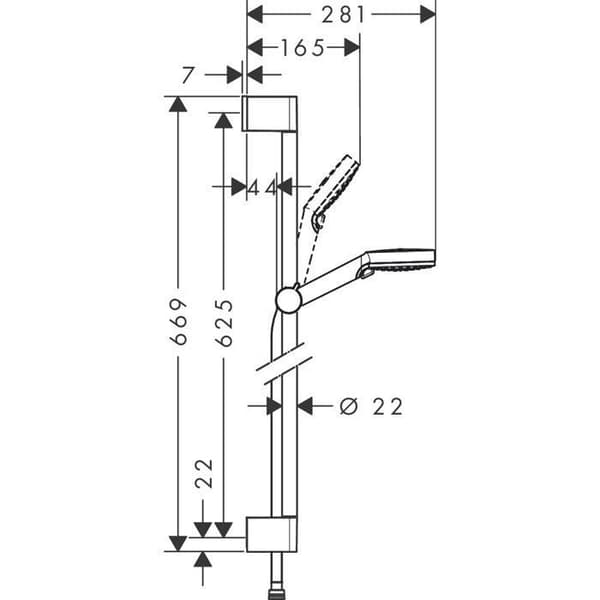 Duschset HANSGROHE Crometta Vario EcoSmart stång 65 cm vit krom