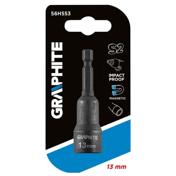 Slagskuvett - GRAPHITE - 13 x 65 mm - Stål S2 - Magnetisk spets - Såld styckvis