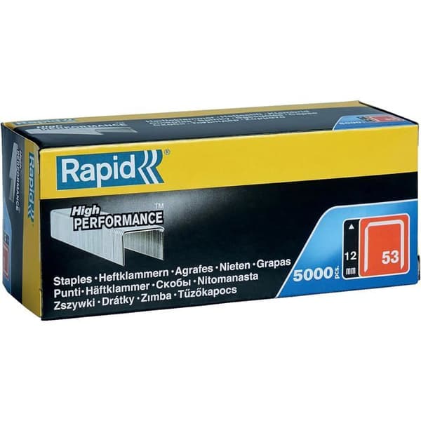 Agrafes - Rapid - 53/12 - Höghållfast stål - 5000 delar - 11,4 mm bredd