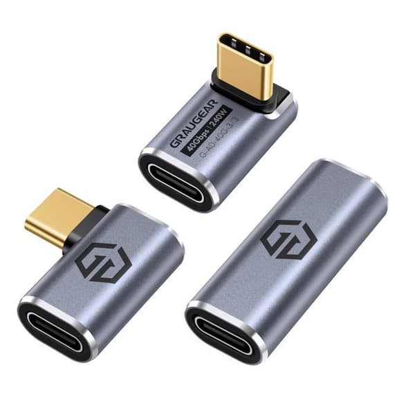 USB-C-adapter - GRAUGEAR - 3-pack - USB 4.0 - 40 Gbit/s - Laddning 240 W
