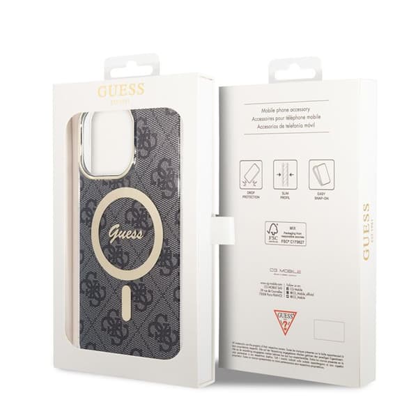 Coque Guess IML 4G MagSafe för iPhone 15 Pro - Svart