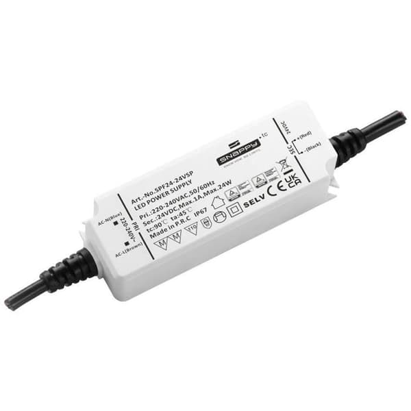 LED-transformator - Dehner - 24W - 2A - 12V - Konstant spänning - Godkänd för möbler - 6x18x4 cm
