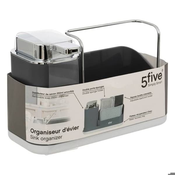 Diskhoorganisatör med dispenser 300ml "Néo" grå - 5 five simply smart