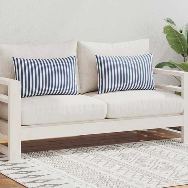 vidaXL Utomhuskudde 2 st Stripe Print 60 x 40 cm Blå
