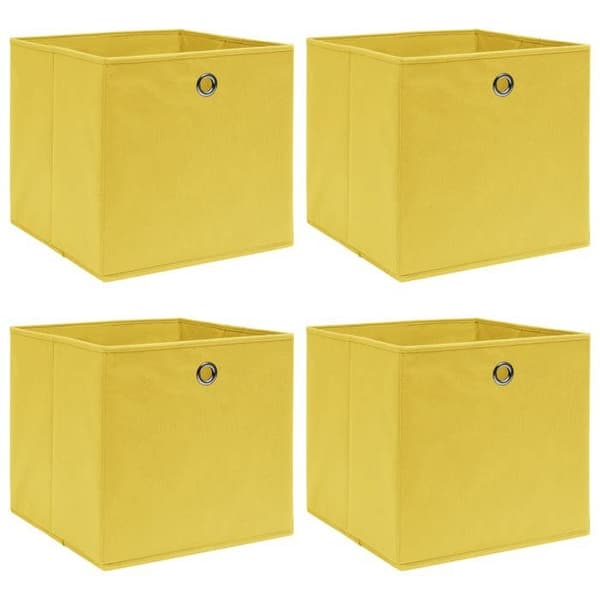 vidaXL Förvaringsboxar 4 st Gul 32x32x32 cm Tyg